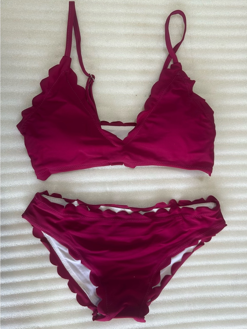Women's Scalloped Bikini Set — Raspberry Pink